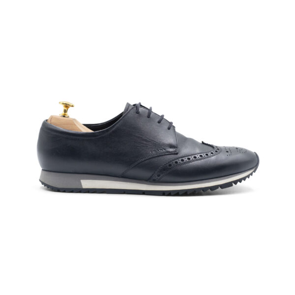 Prada Black Brogue Leather Derby Sneakers - Image 2