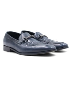 Salvatore Ferragamo Giant Dark Blue Leather Slip On Loafers