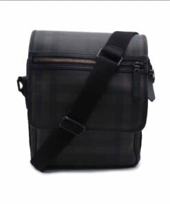 Burberry Smoked Check PVC And Canvas Flap Messenger Bag