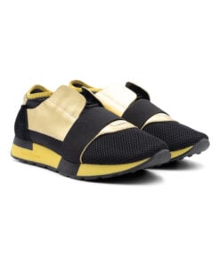 Balenciaga Gold Patent Leather Race Runner Sneakers