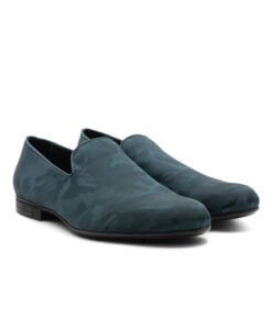 Jimmy Choo Sloane Camouflage Nylon Peacock Green Slippers