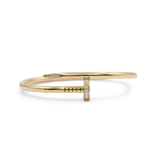 Cartier Yellow Gold Juste un Clou Classic Bracelet with Diamonds Size 17
