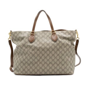 Gucci  Beige/Brown GG Supreme Canvas and Leather Soft Tote