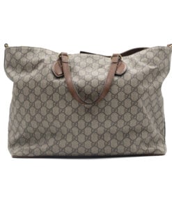 Gucci  Beige/Brown GG Supreme Canvas and Leather Soft Tote
