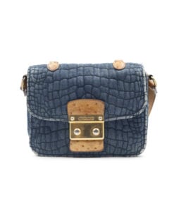 Miu Miu Vintage Ostrich Leather & Denim Handbag
