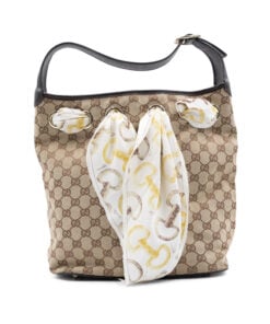 Gucci Beige/Brown GG Canvas and Leather Positano Scarf Hobo Bag