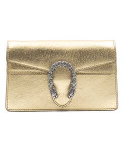 Gucci Super Mini Dionysus Gold Lame Leather Bag