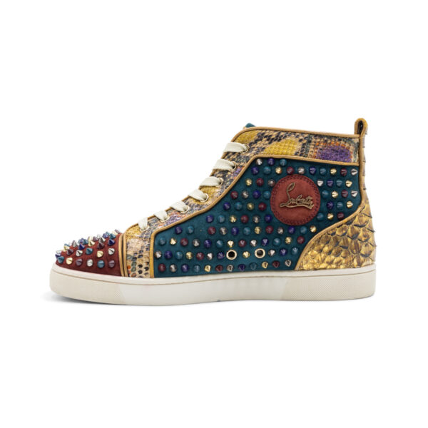 Christian Louboutin Multicolour Suede & Python Leather Louis Junior Spike High Tops - Image 2