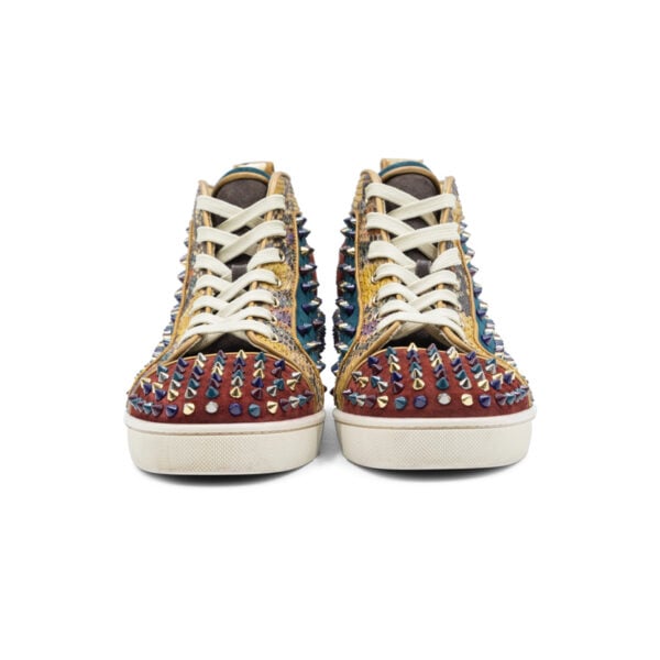 Christian Louboutin Multicolour Suede & Python Leather Louis Junior Spike High Tops - Image 3