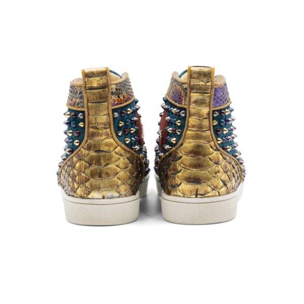 Christian Louboutin Multicolour Suede & Python Leather Louis Junior Spike High Tops - Image 5