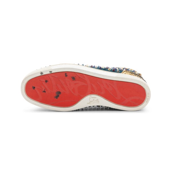 Christian Louboutin Multicolour Suede & Python Leather Louis Junior Spike High Tops - Image 4
