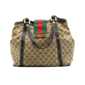 Gucci Beige/Dark Brown GG Canvas Medium New Ladies Web Tote