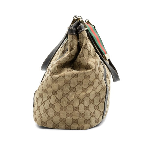 Gucci Beige/Dark Brown GG Canvas Medium New Ladies Web Tote - Image 3