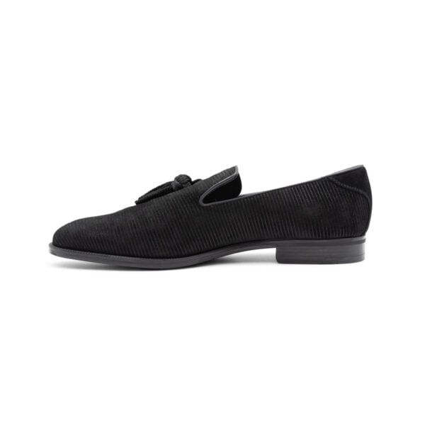 Jimmy Choo Black Stripe Suede Tassel Loafers - Image 4