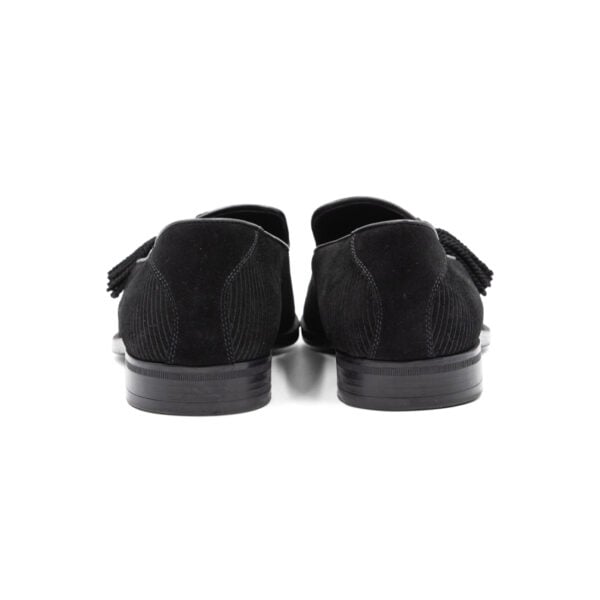 Jimmy Choo Black Stripe Suede Tassel Loafers - Image 5
