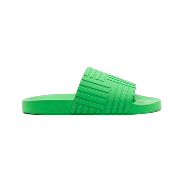Bottega Veneta Green Rubber Flat Slides - Image 2