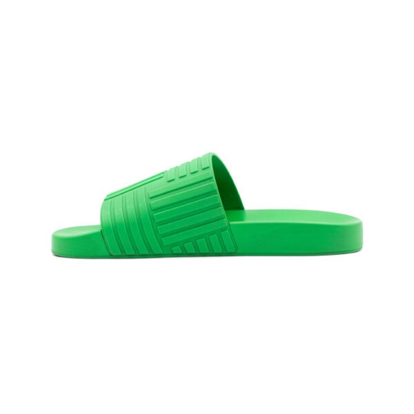Bottega Veneta Green Rubber Flat Slides - Image 3