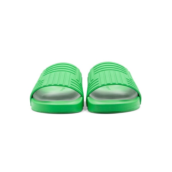 Bottega Veneta Green Rubber Flat Slides - Image 4