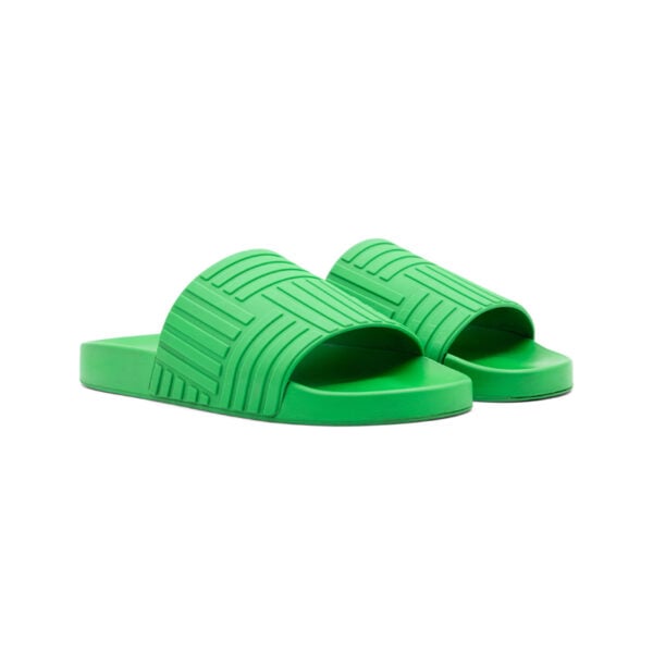 Bottega Veneta Green Rubber Flat Slides