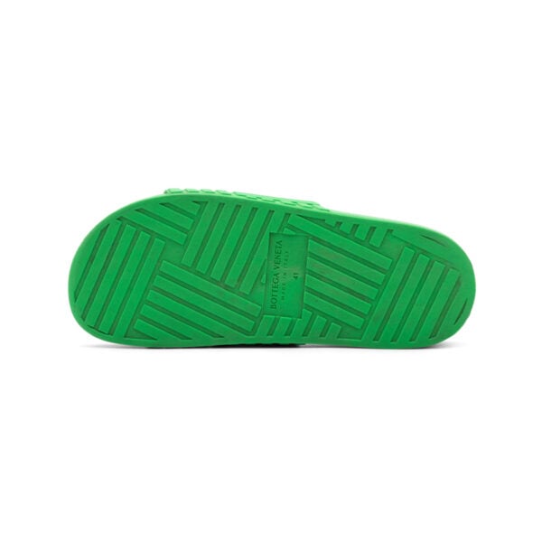 Bottega Veneta Green Rubber Flat Slides - Image 6