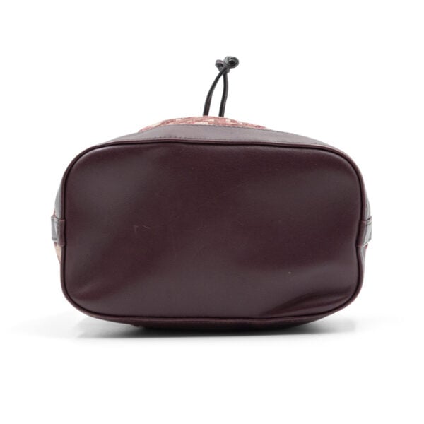 Dior Burgundy Oblique Canvas & Leather Drawstring Chain Bucket Bag - Image 5