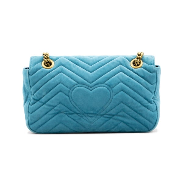 Gucci Blue Velvet GG Marmont Matelassé Shoulder Bag - Image 2