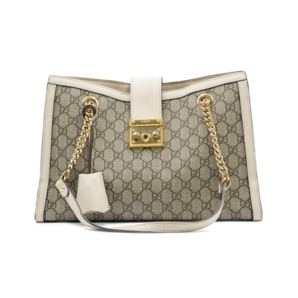 Gucci White Padlock Medium GG Shoulder Bag