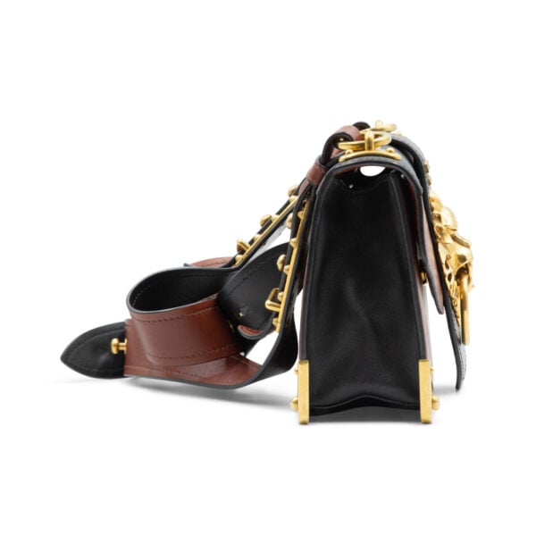 Prada Brown/Black Leather Animalier Cahier Flap Top Handle Bag - Image 2