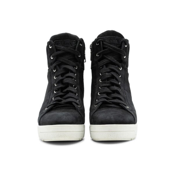 Prada Black Suede Wedge Sneakers - Image 4