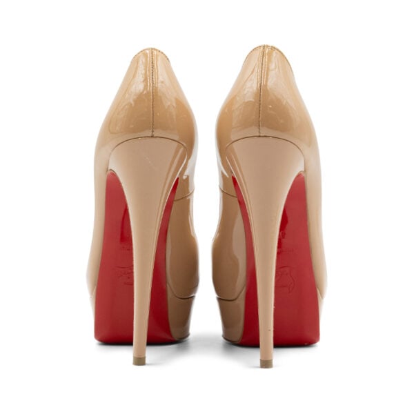 Christian Louboutin Beige Patent Leather Lady Peep Toe Platform Pumps - Image 5