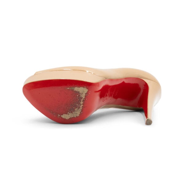 Christian Louboutin Beige Patent Leather Lady Peep Toe Platform Pumps - Image 6