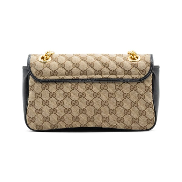 Gucci Beige/Black Diagonal Quilted GG Marmont Shoulder Bag - Image 2