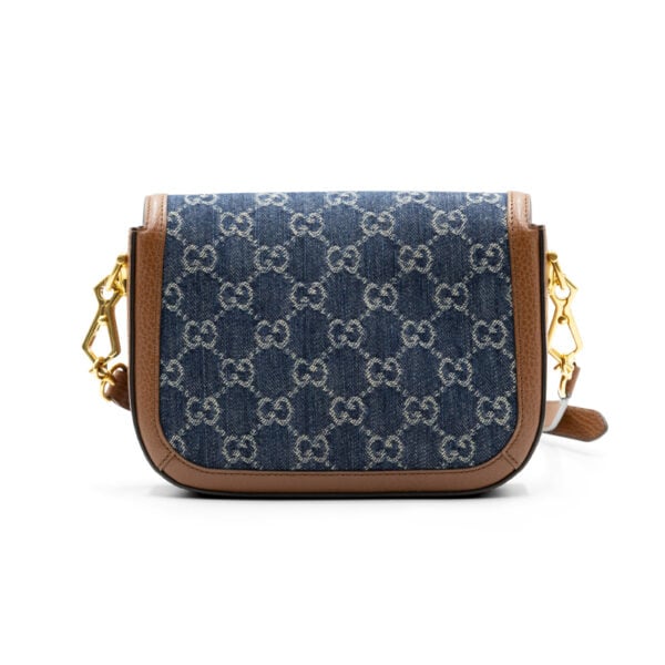 Gucci Blue/Brown GG Canvas and Leather Mini Horsebit 1955 Crossbody Bag - Image 2