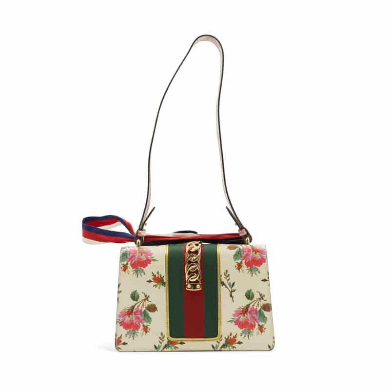 Gucci Calfskin Floral Small Sylvie Top Handle Bag - Image 6