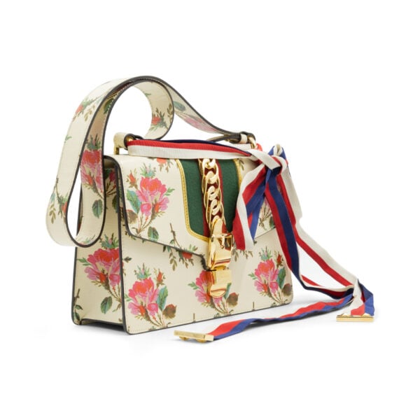 Gucci Calfskin Floral Small Sylvie Top Handle Bag - Image 3