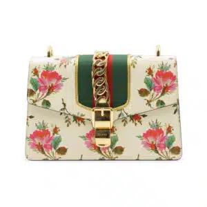 Gucci Calfskin Floral Small Sylvie Top Handle Bag