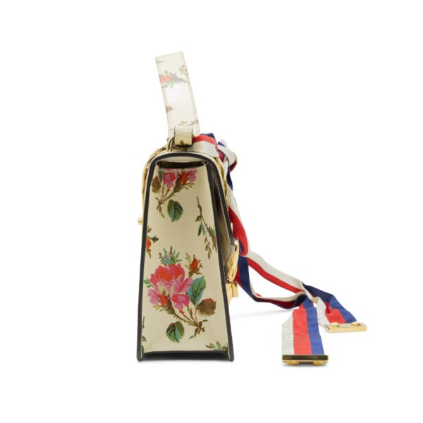 Gucci Calfskin Floral Small Sylvie Top Handle Bag - Image 4