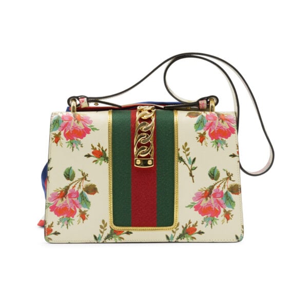 Gucci Calfskin Floral Small Sylvie Top Handle Bag - Image 2