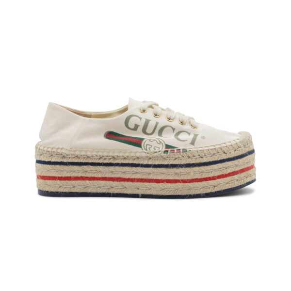 Gucci Cream Canvas Lilibeth Platform Espadrilles - Image 2