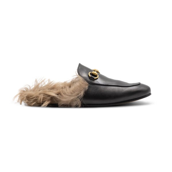 Gucci Leather & Fur Pricetown Mules - Image 2
