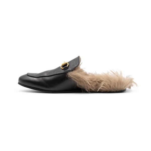 Gucci Leather & Fur Pricetown Mules - Image 3