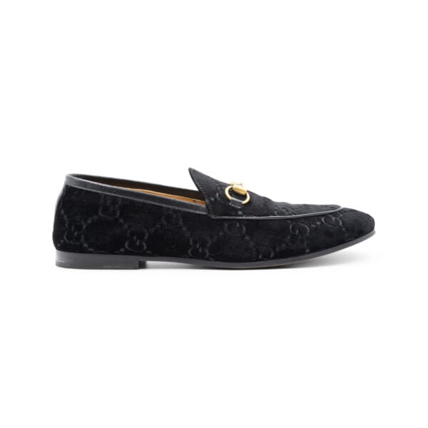Gucci Black GG Velvet Jordaan Loafers - Image 2