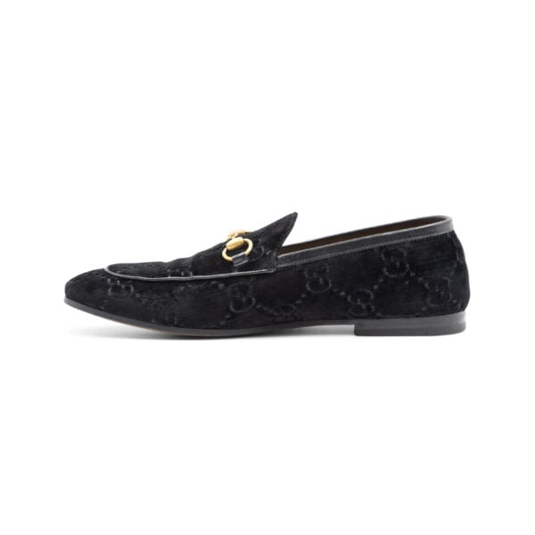 Gucci Black GG Velvet Jordaan Loafers - Image 3