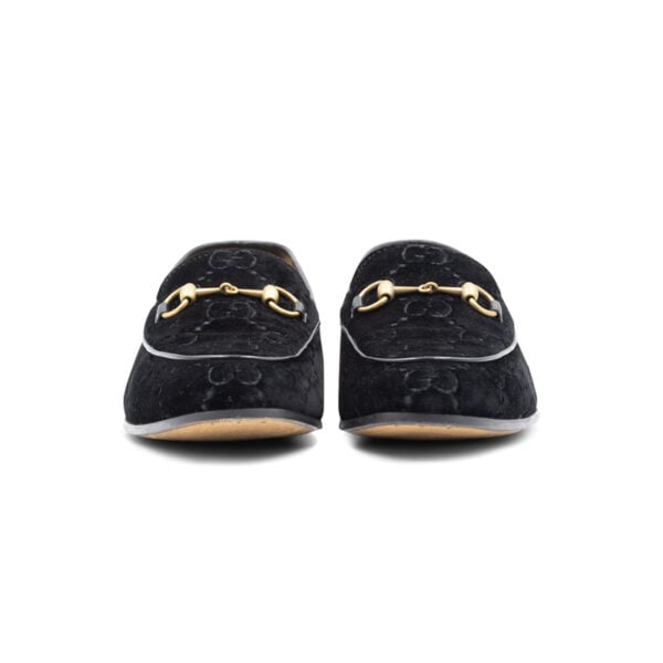 Gucci Black GG Velvet Jordaan Loafers - Image 4