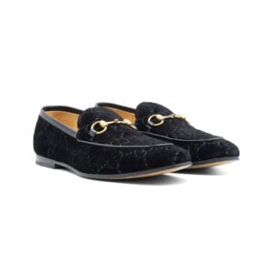 Gucci Black GG Velvet Jordaan Loafers