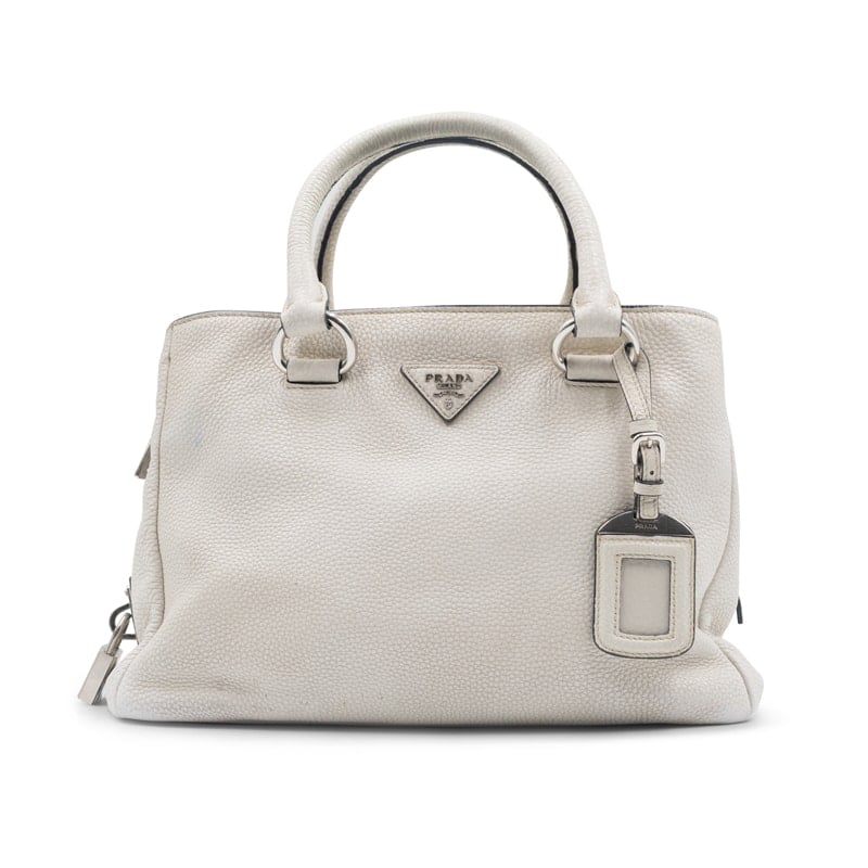 Prada Vitello Cream Daino Shopping Tote