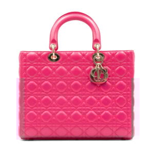 Dior Fuchsia Cannage Leather Large Lady Dior Tote