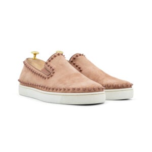 Christian Louboutin Pink Suede Pik Boat Slip On Sneakers