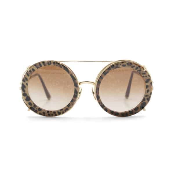 Dolce & Gabbana Brown Leopard Print Gradient Round DG2198 Sunglasses