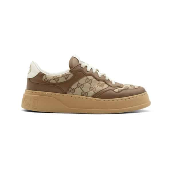 Gucci Beige/Brown Leather GG Canvas Trainers Sneakers - Image 2